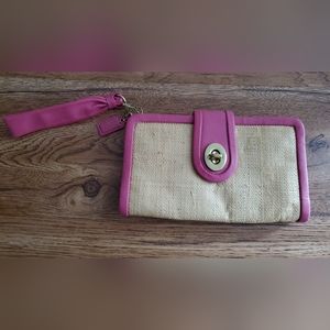 Coach Spring/Summer Straw Woven Clutch Pink Beige No L0868-41474